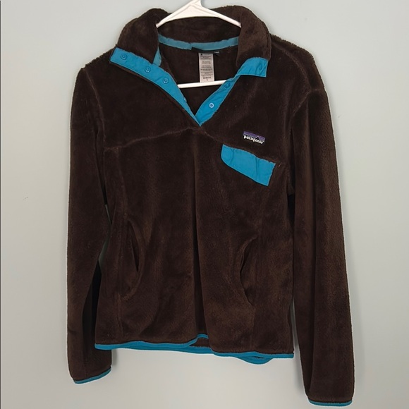 Patagonia Brown Fleece Jacket with Blue Accents